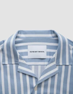Bowling Short Sleeve Shirt Bold Stripes Light Blue