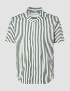 Bowling Short Sleeve Shirt Green Stripes