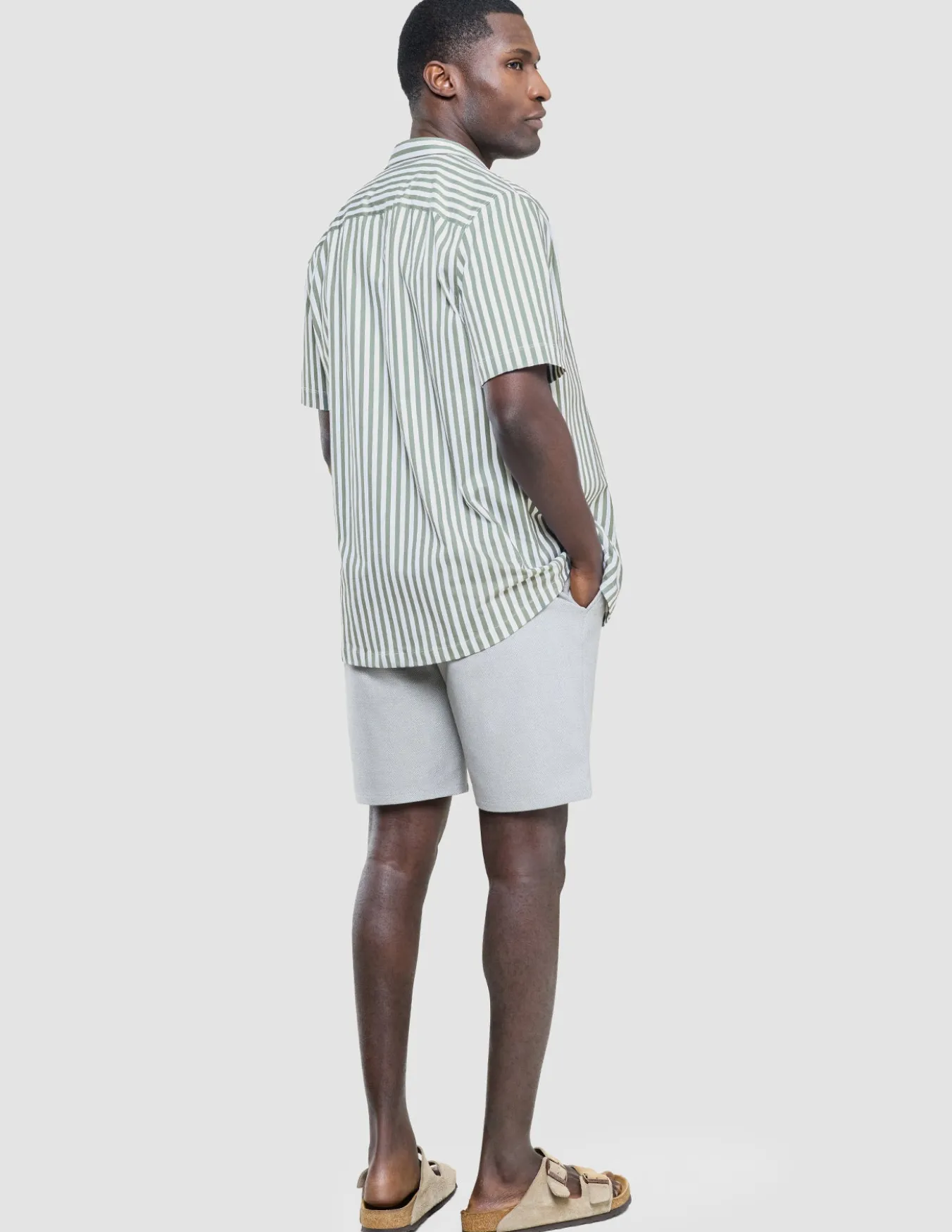 Bowling Short Sleeve Shirt Green Stripes