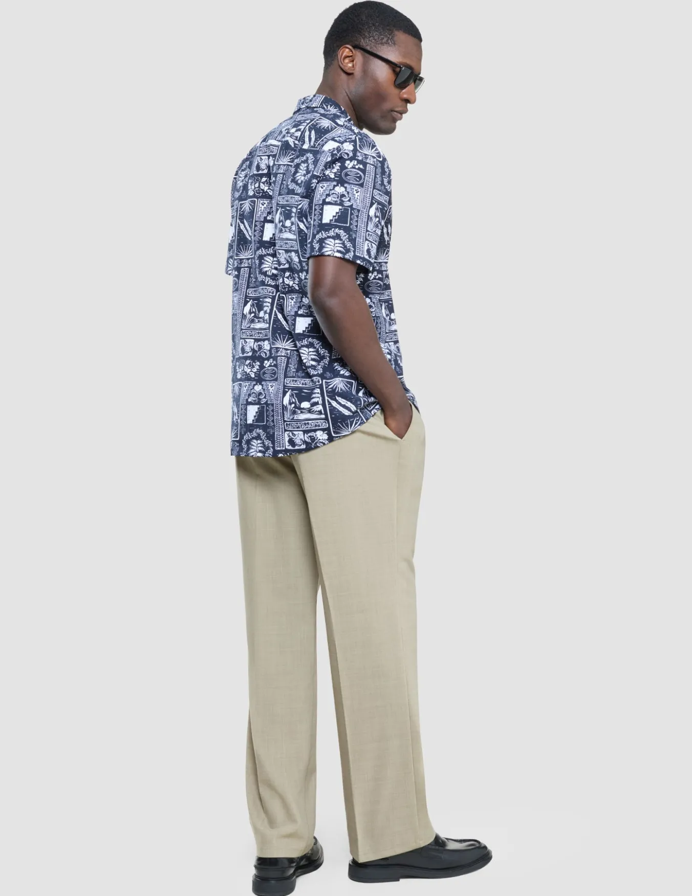 Bowling Short Sleeve Shirt Navy Tropic