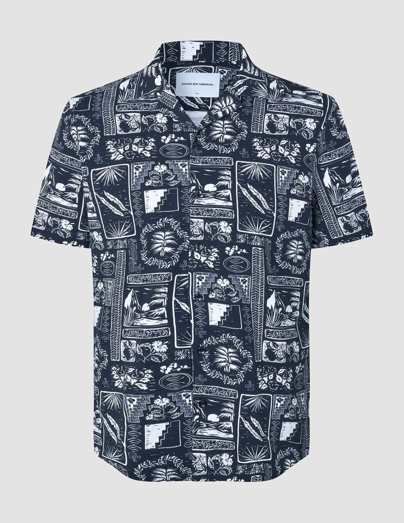 Bowling Short Sleeve Shirt Navy Tropic