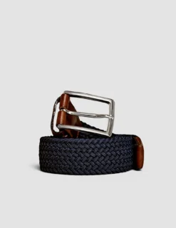 Braided Elastic Belt Dark Navy
