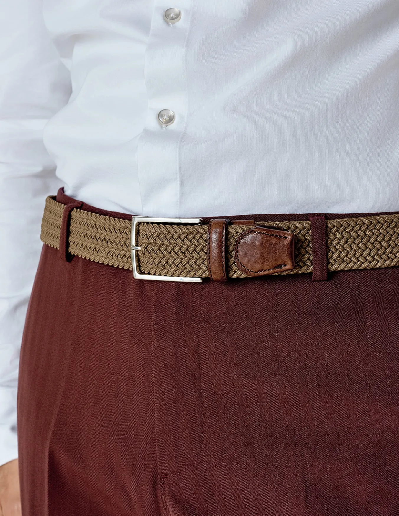 Braided Elastic Belt Khaki