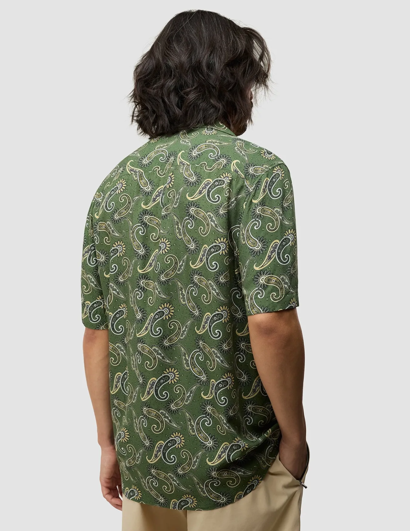 Breeze Bowling Short Sleeve Shirt Green Paisley