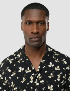 Breeze Bowling Short Sleeve Shirt Black Flowers