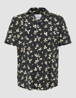 Breeze Bowling Short Sleeve Shirt Black Flowers