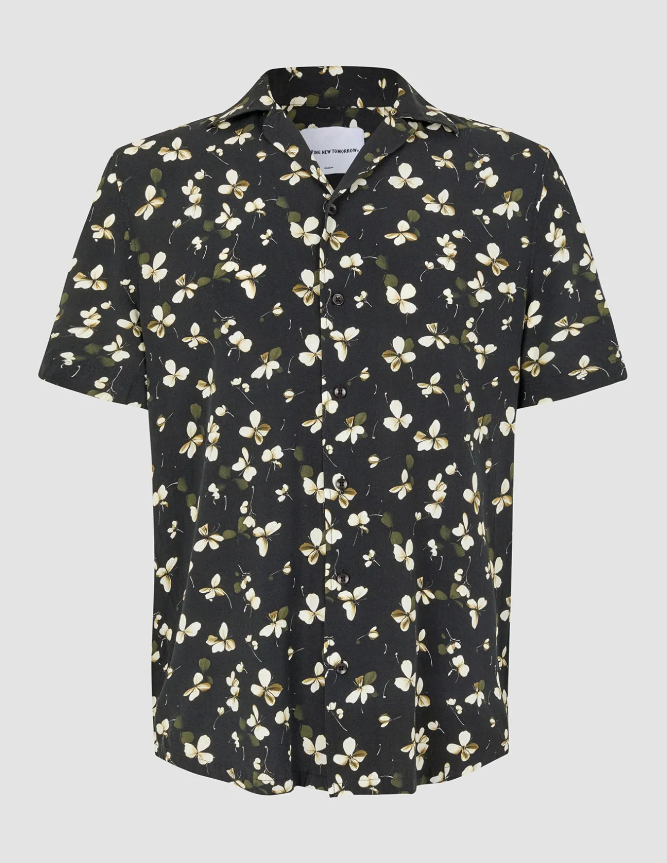Breeze Bowling Short Sleeve Shirt Black Flowers