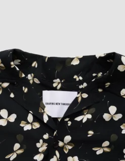 Breeze Bowling Short Sleeve Shirt Black Flowers