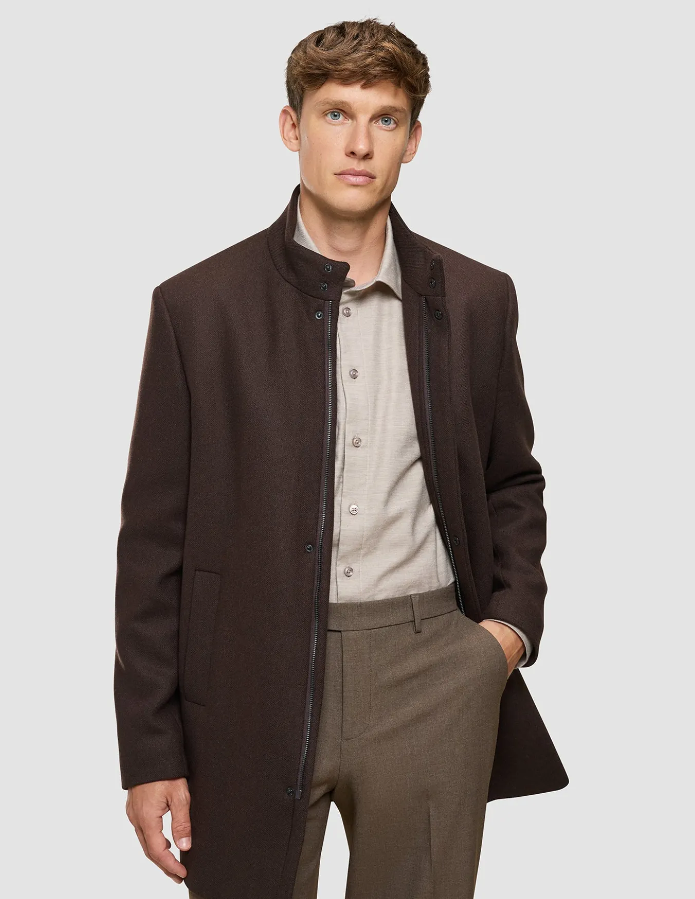 Casentino Wool Coat Saddle Brown