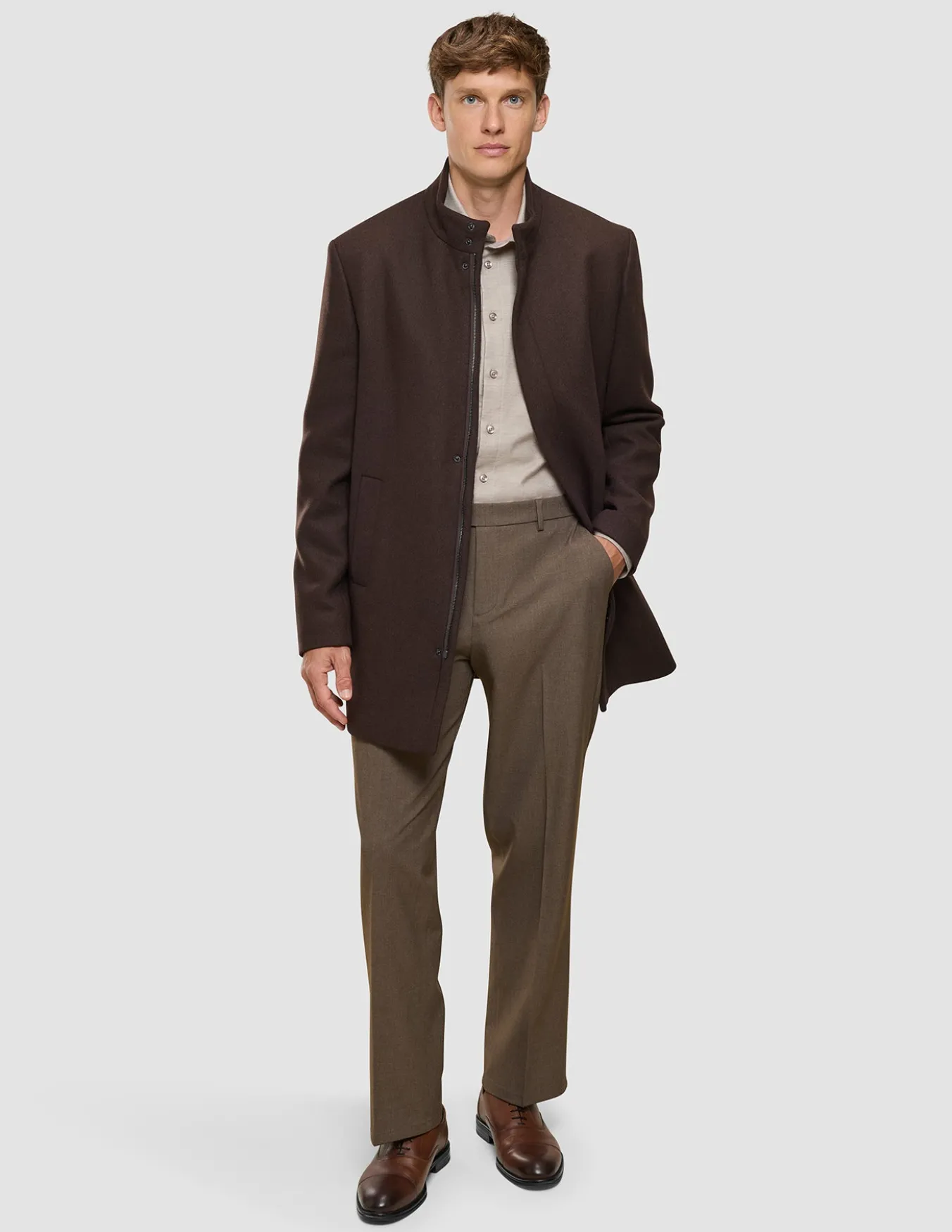 Casentino Wool Coat Saddle Brown