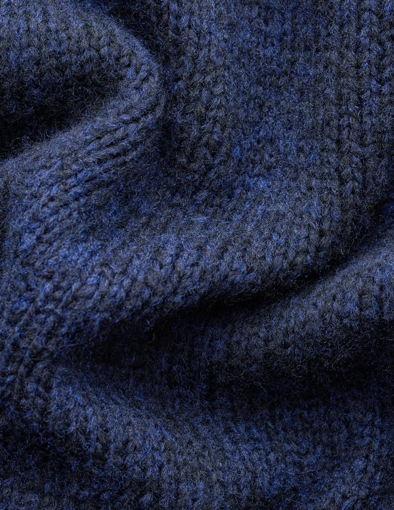 Chunky Soft Wool Knit Vest Dark Navy Melange