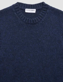 Chunky Soft Wool Knit Vest Dark Navy Melange