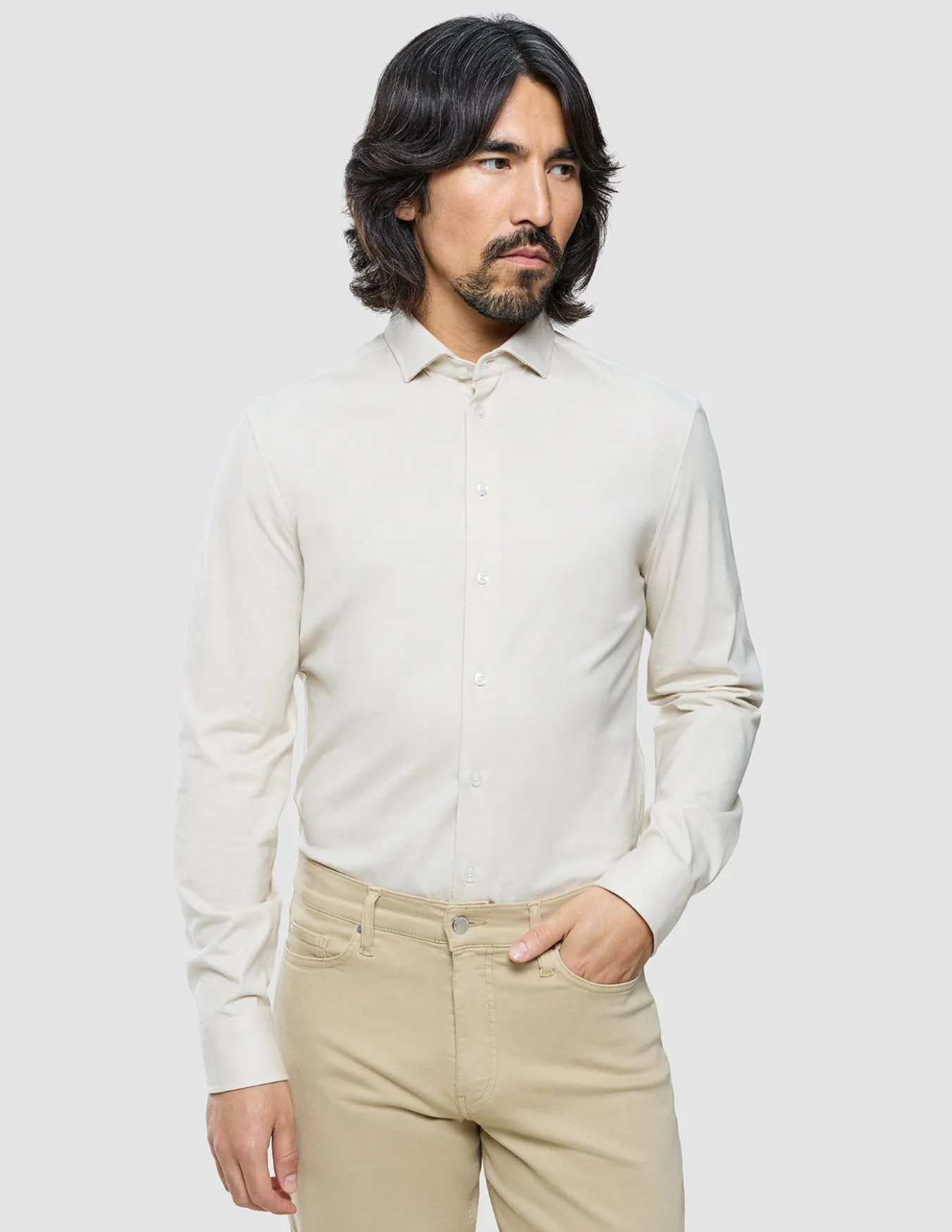 Classic Shirt Beige Twill Slim