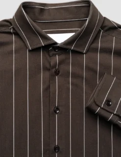 Classic Shirt Brown Pinstripes Slim