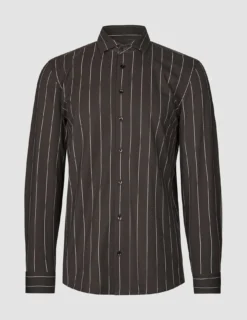 Classic Shirt Brown Pinstripes Slim
