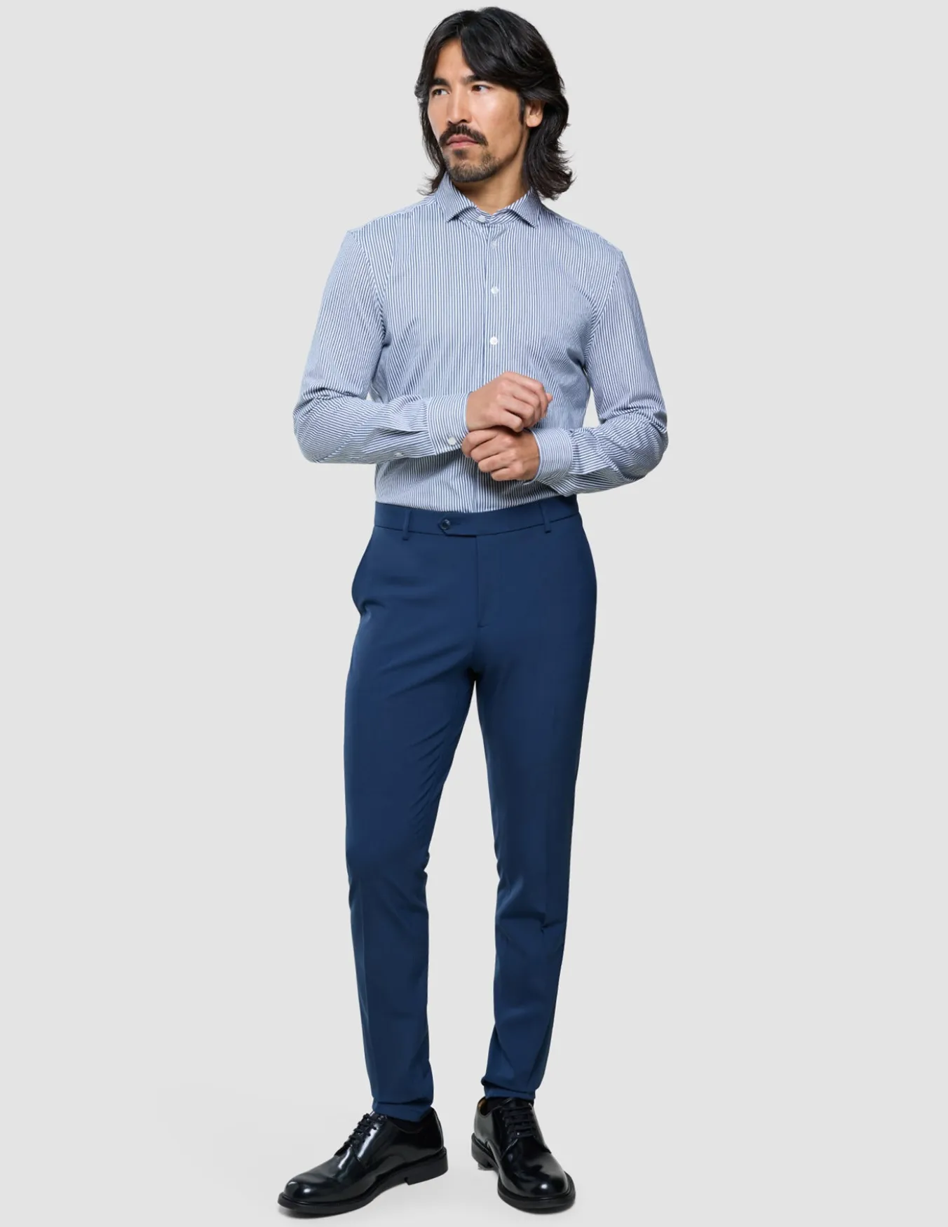 Classic Shirt Marine Herringbone Regular