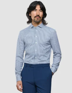Classic Shirt Marine Herringbone Regular