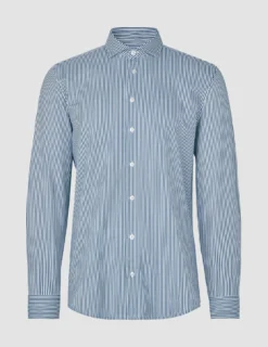 Classic Shirt Marine Herringbone Regular