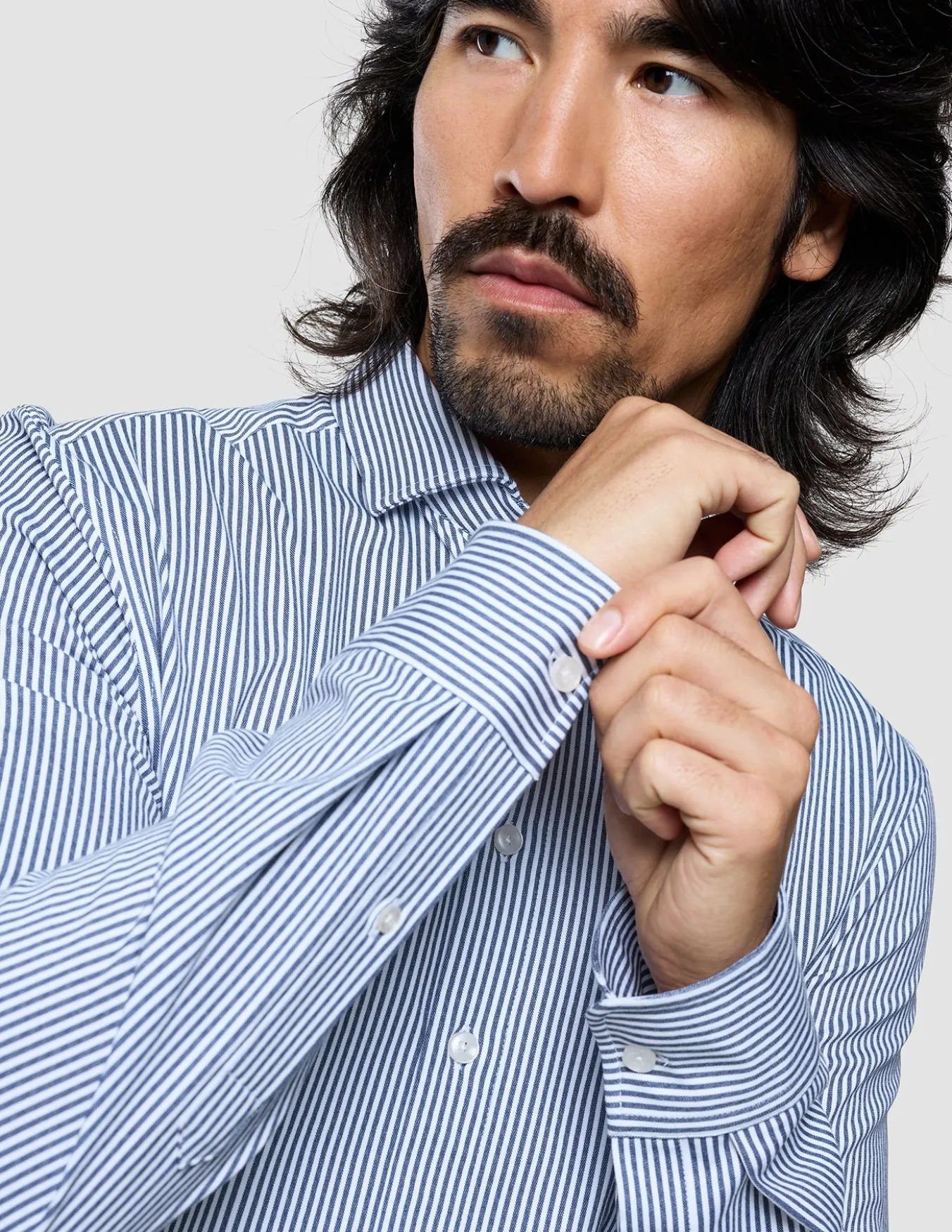 Classic Shirt Marine Herringbone Regular