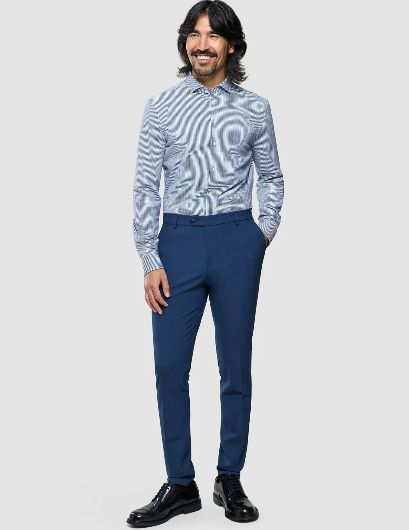 Classic Shirt Marine Herringbone Slim