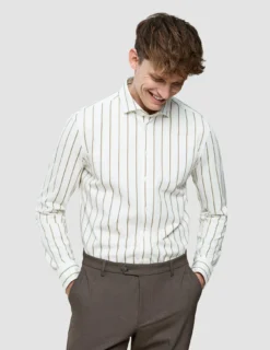 Classic Shirt Sand Herringbone Stripes Regular