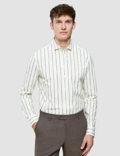 Classic Shirt Sand Herringbone Stripes Regular