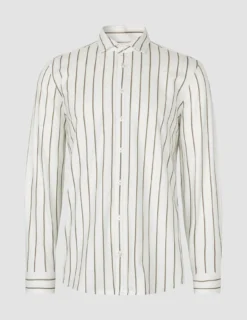 Classic Shirt Sand Herringbone Stripes Slim