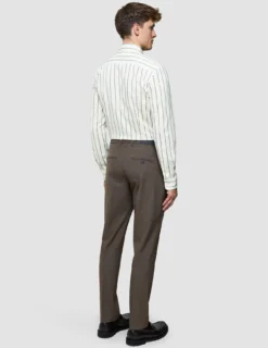 Classic Shirt Sand Herringbone Stripes Slim