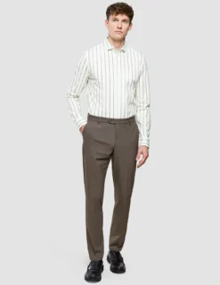 Classic Shirt Sand Herringbone Stripes Slim