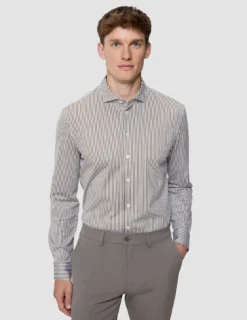 Classic Shirt Shadow Brown Stripe Slim