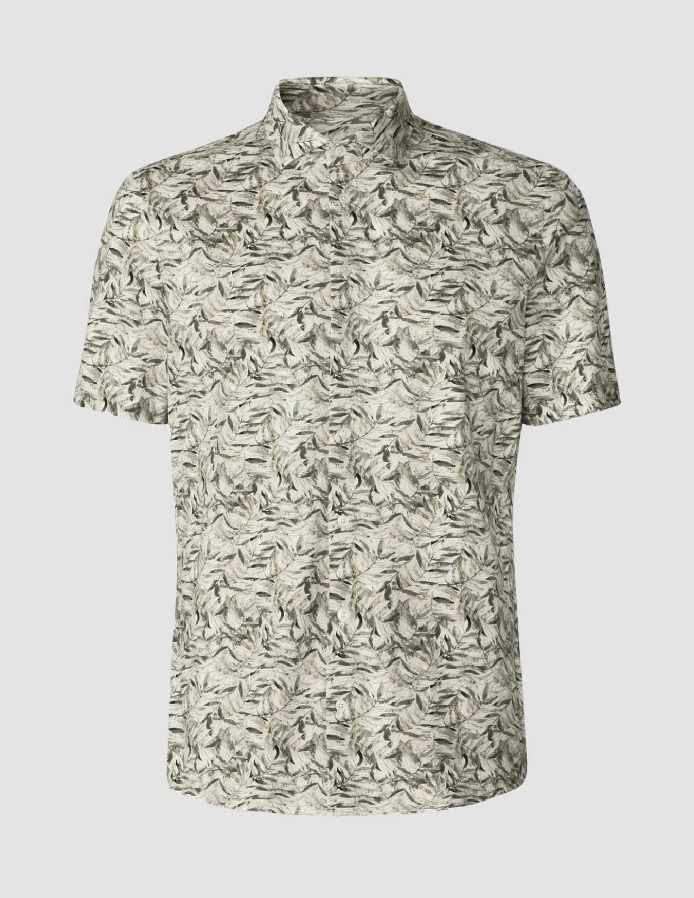 Classic Short-Sleeved Patterned Shirt Dried Leaves