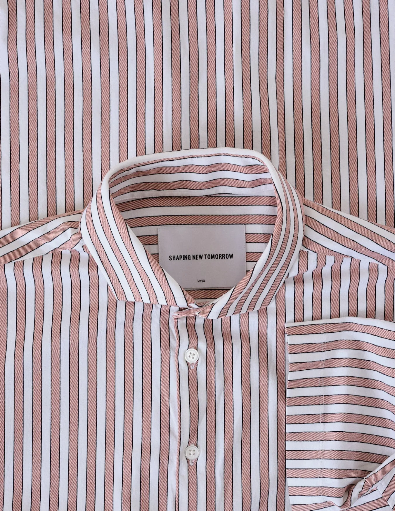 Classic Short-Sleeved Twill Shirt Mahogany Stripes