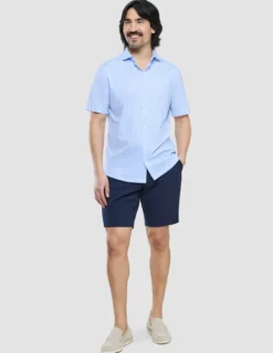 Classic Short Sleeve Shirt Light Blue Stripes