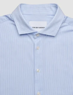 Classic Short Sleeve Shirt Light Blue Stripes