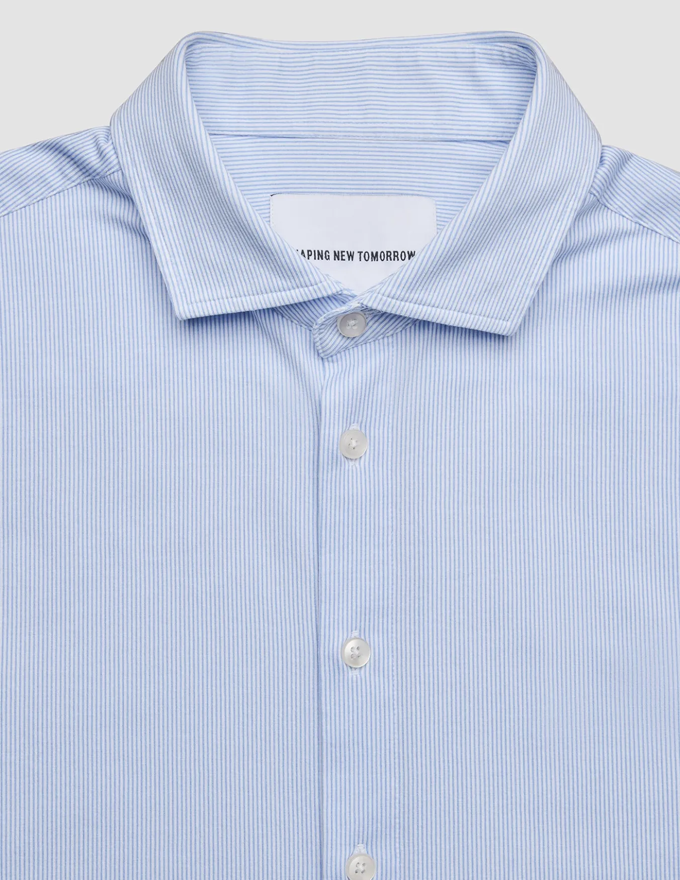 Classic Short Sleeve Shirt Light Blue Stripes