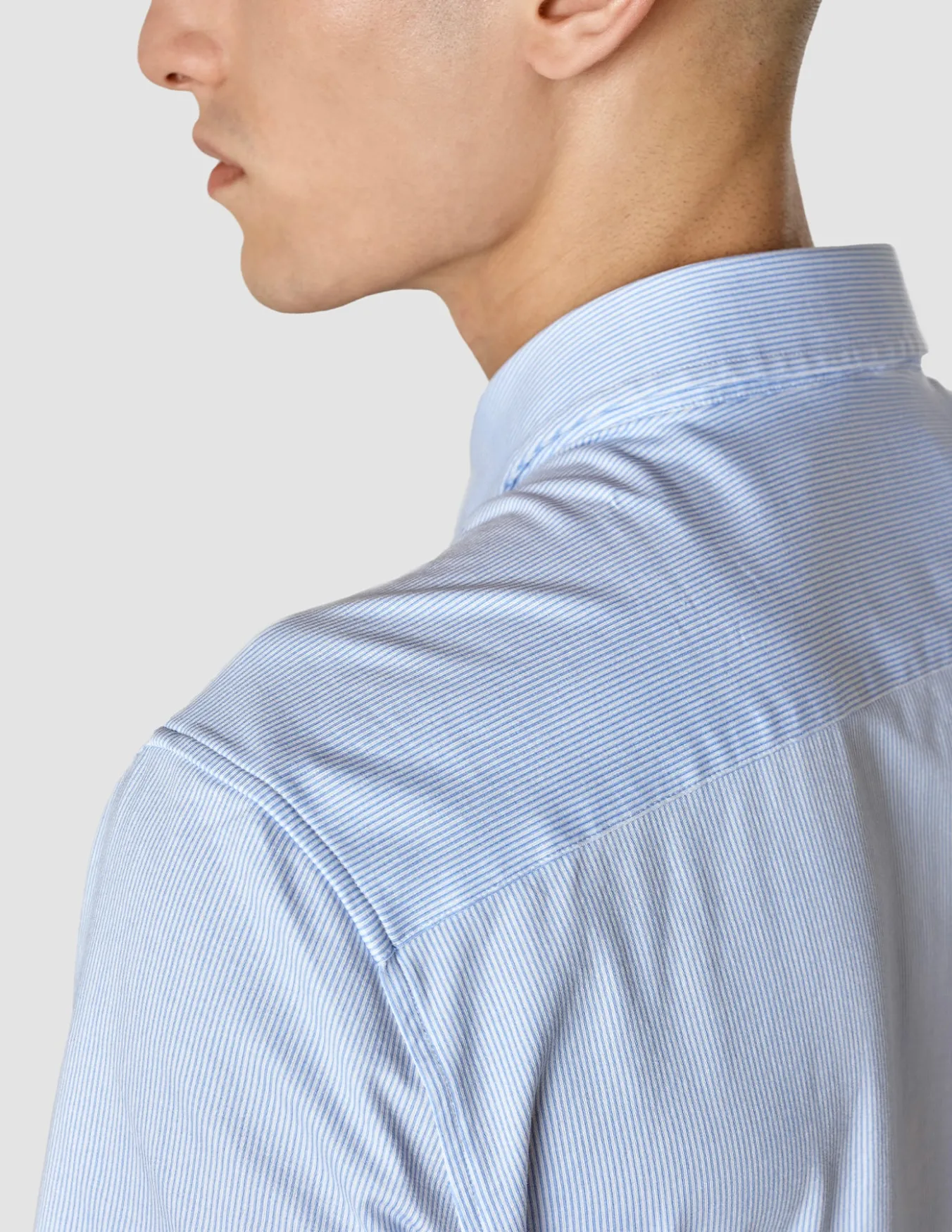 Classic Short Sleeve Shirt Light Blue Stripes