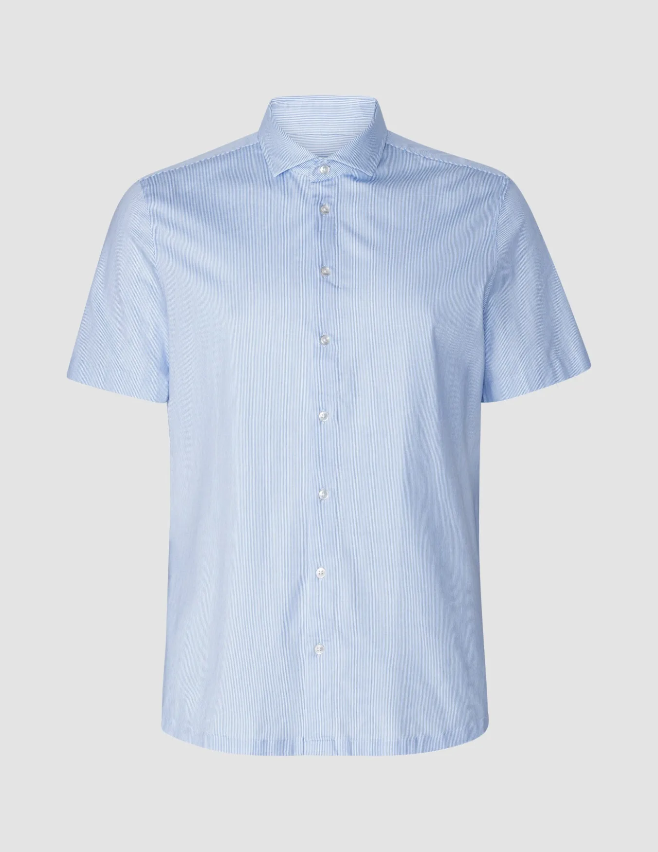 Classic Short Sleeve Shirt Light Blue Stripes