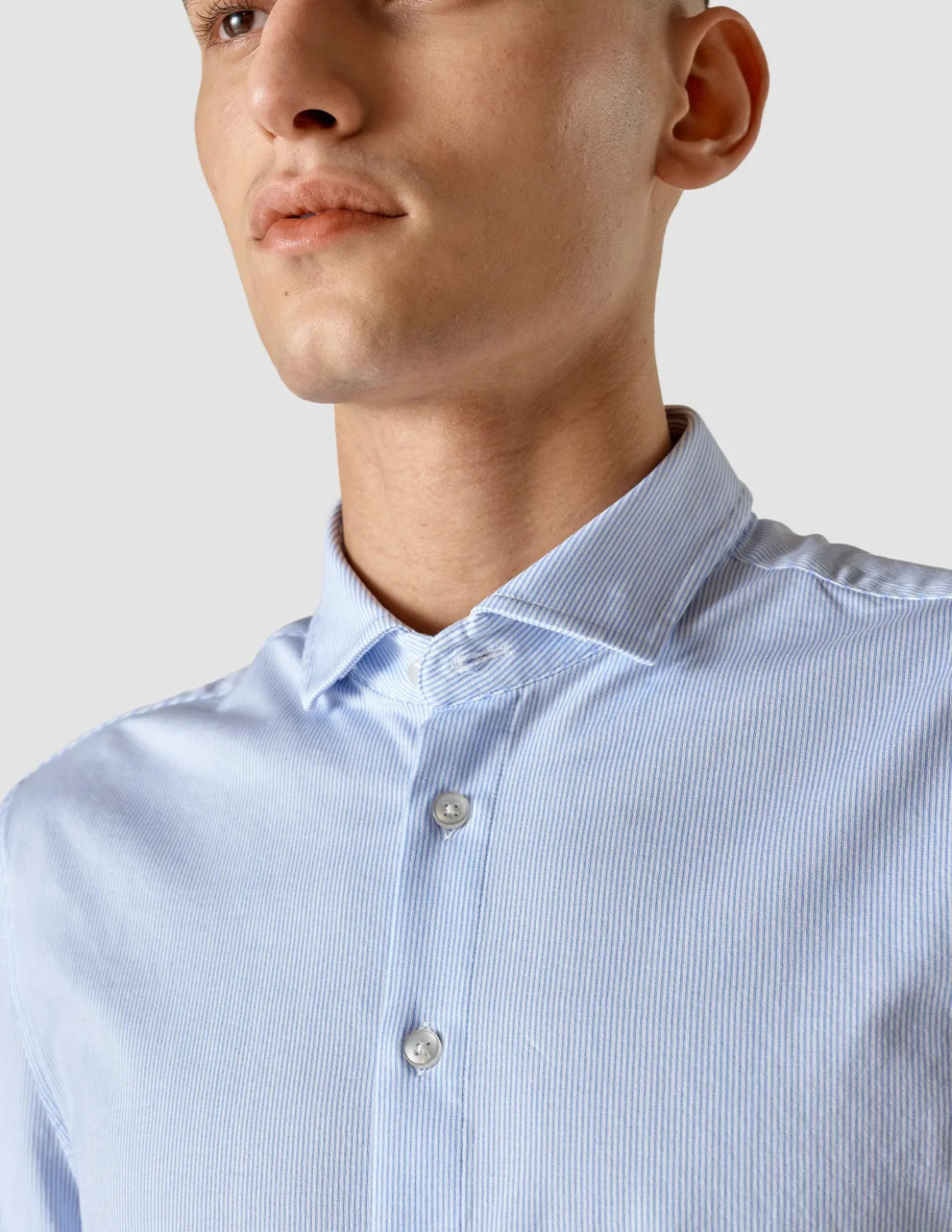 Classic Short Sleeve Shirt Light Blue Stripes