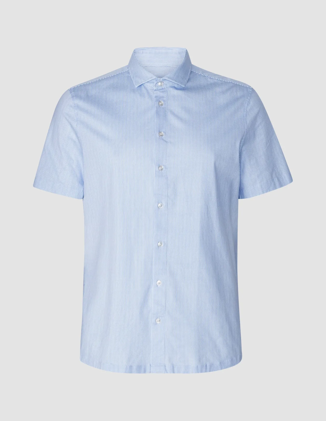 Classic Short Sleeve Shirt Light Blue Stripes