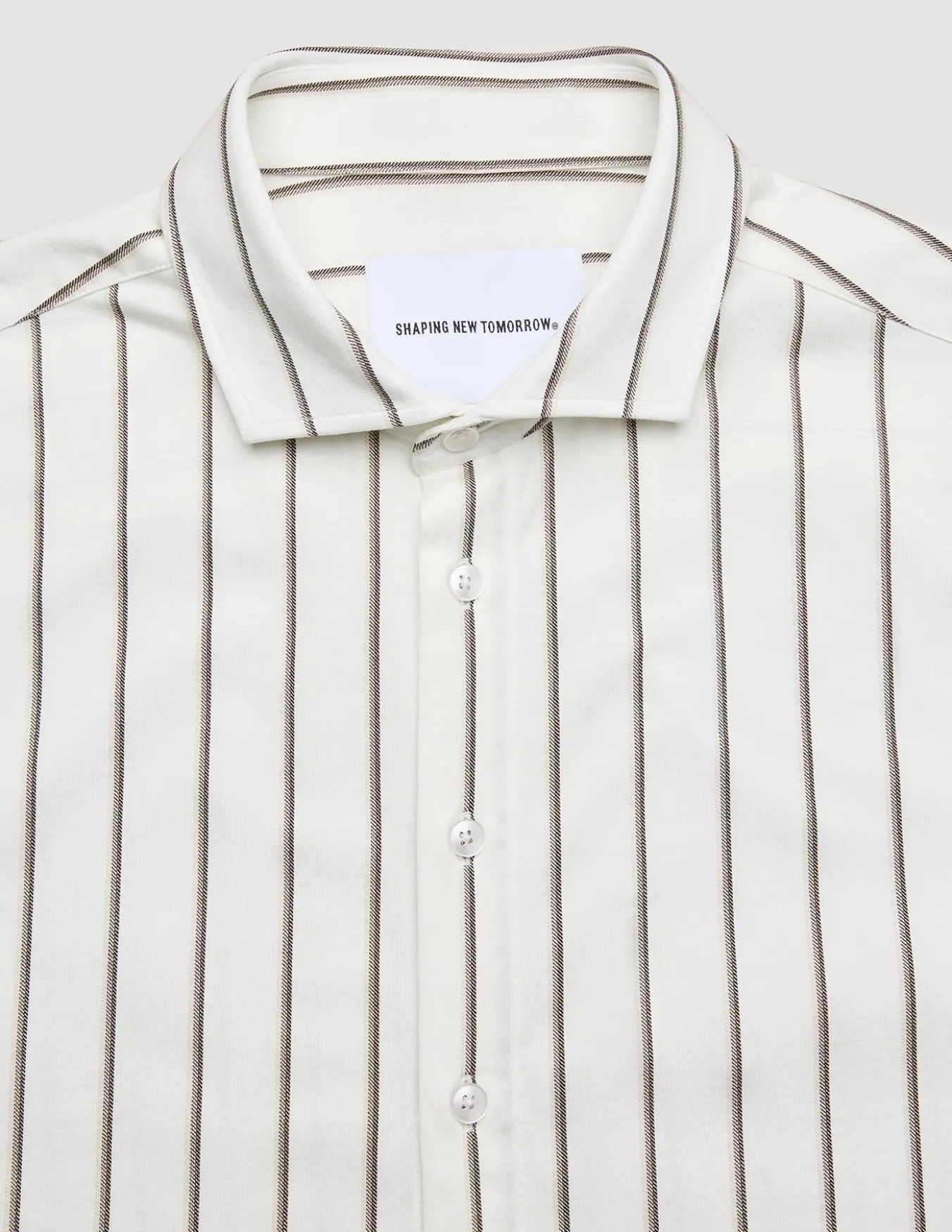 Classic Short Sleeve Shirt Sand Herringbone Stripes