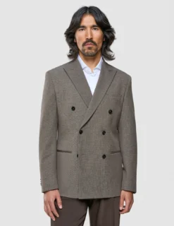 Double Breasted Essential Blazer Almond