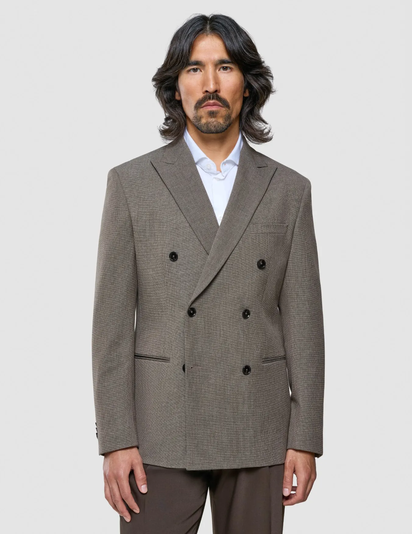 Double Breasted Essential Blazer Almond