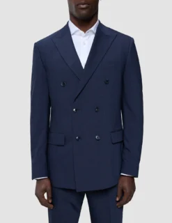 Double Breasted Tech Wool Blazer Navy