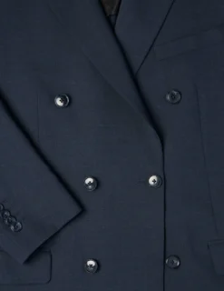 Double Breasted Tech Wool Blazer Navy