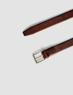 Elastic Leather Belt Dark Brown