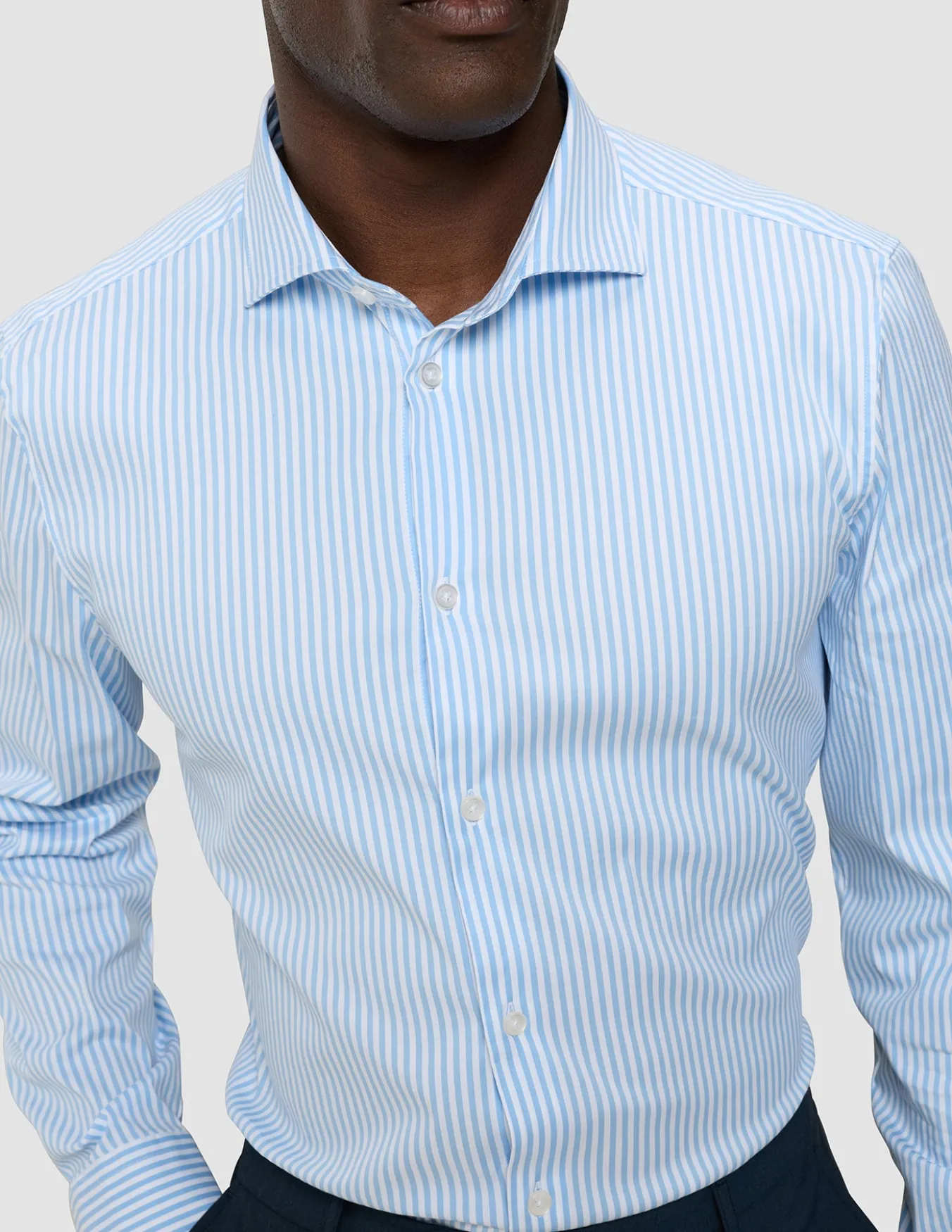 Elevated Shirt Light Blue Stripe Thin Regular