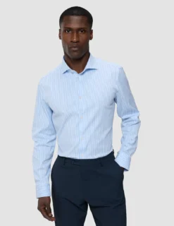 Elevated Shirt Light Blue Stripe Thin Regular