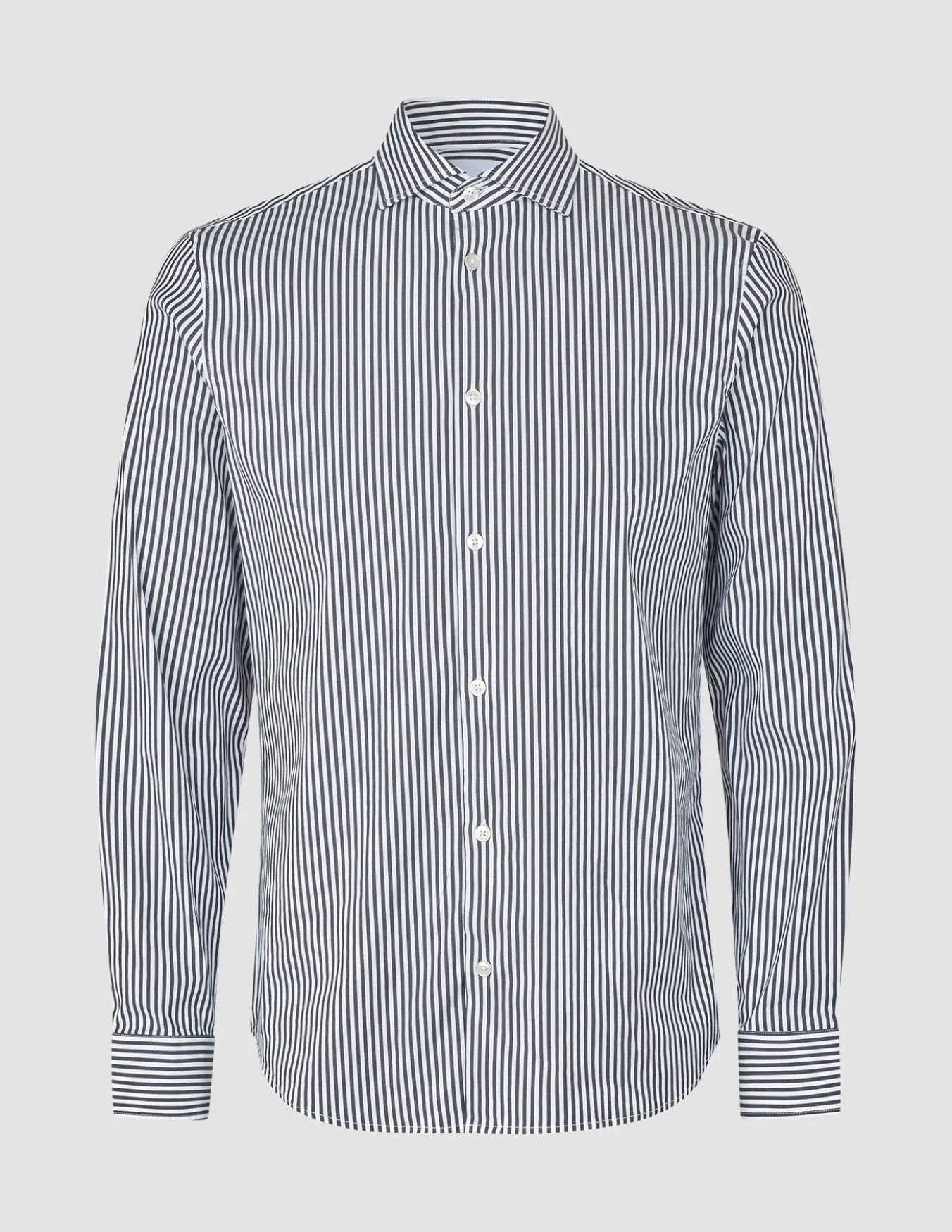 Elevated Shirt Navy Stripe Thin Regular