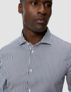 Elevated Shirt Navy Stripe Thin Slim