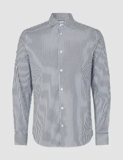 Elevated Shirt Navy Stripe Thin Slim